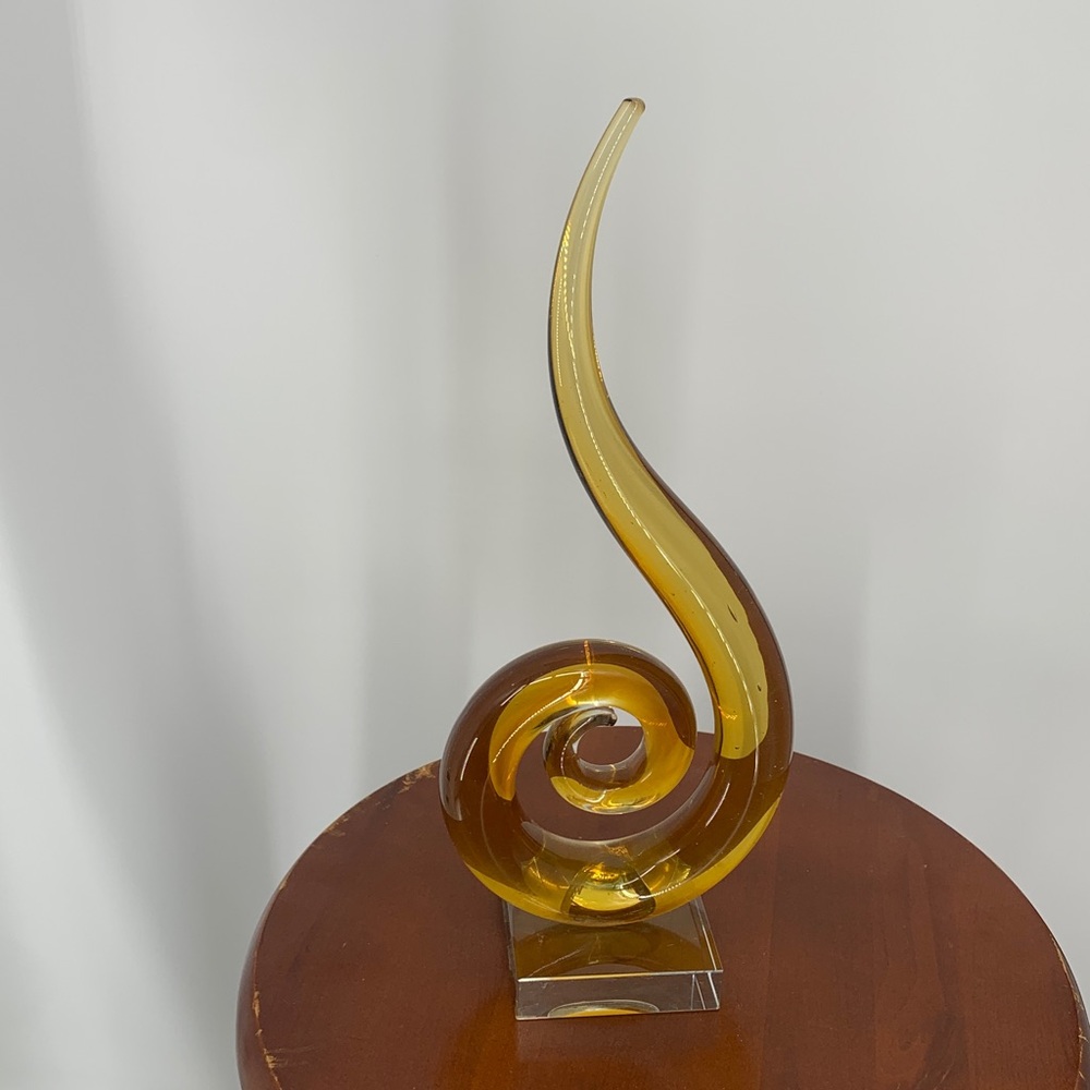 Love Knot Murano Style Hand Made Blown Abstract Art Sculpture Elegant Gold Glass - Picture 3 of 17